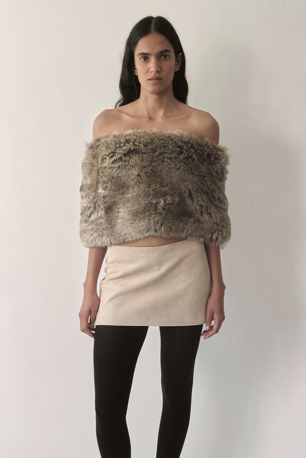 Chameleon Beige Micro Fur Skirt