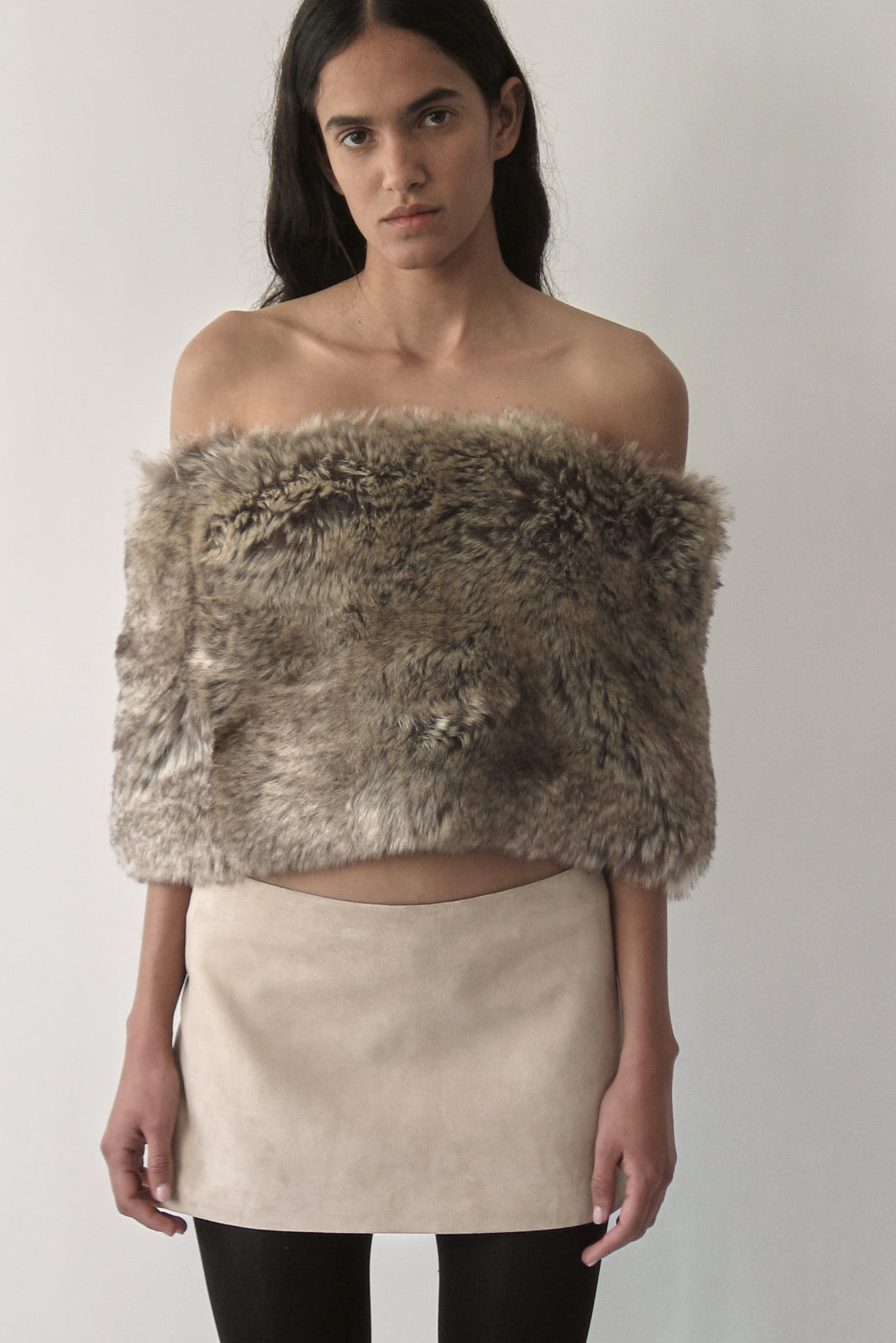 Chameleon Beige Micro Fur Skirt