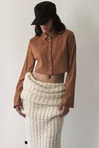 Orange Micro Suede Blouse