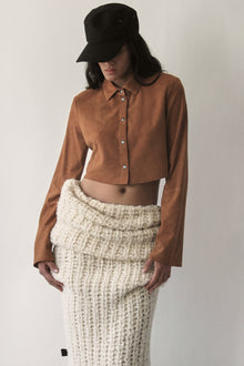 Orange Micro Suede Blouse