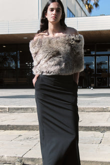 Chameleon Beige Micro Fur Skirt