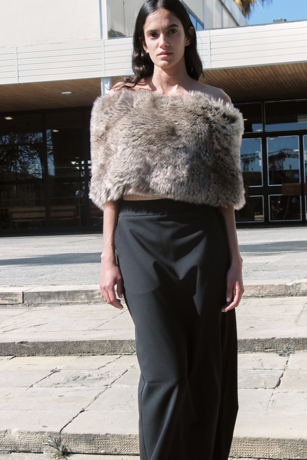 Chameleon Beige Micro Fur Skirt